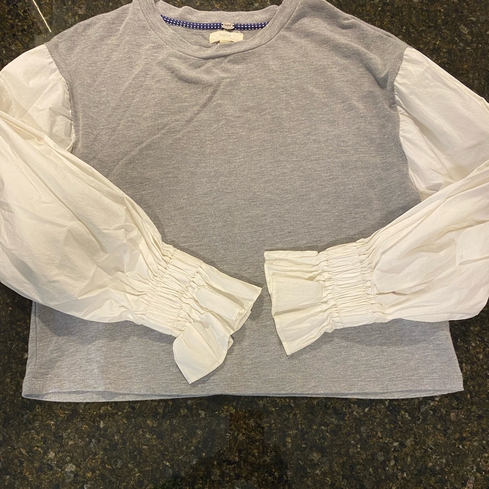 Knit and Cotton Top with ballon sleeves